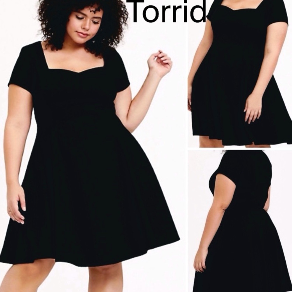 SOLD Torrid plus size black textured skater dress